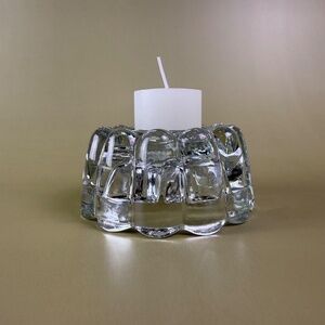 Vintage Clear Pressed Glass Candle Holder | Scalloped Votive